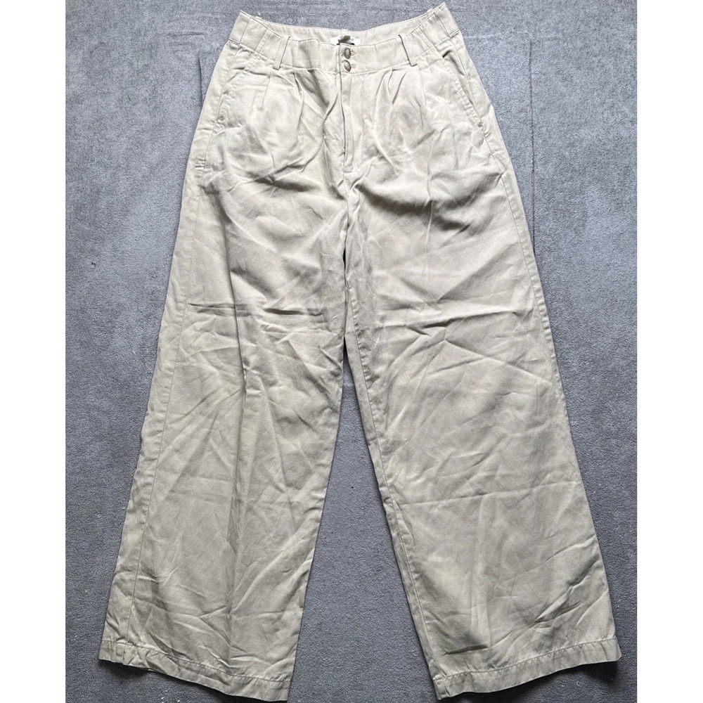 Madewell Khaki Wide Leg Pants Women's Size 6 High Rise Cotton Workwear Chino
